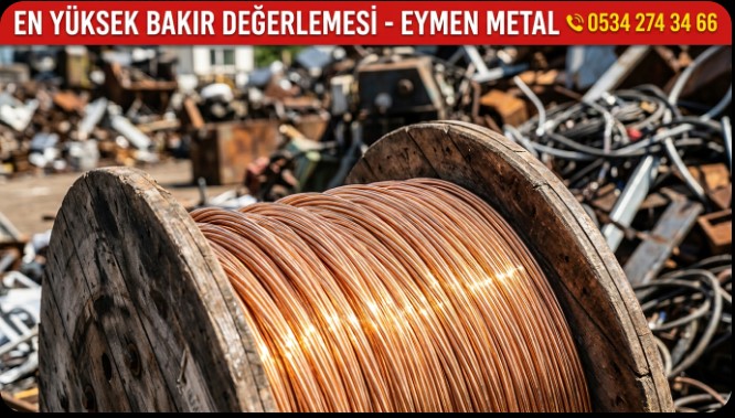 Makara üzerinde sarılı kalmış kalın hurda bakır kabloların yakın çekimi Eymen Hurdacılık en yüksek fiyat garantisi 0534 274 34 66