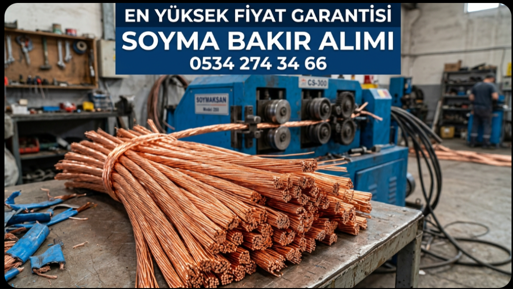 Plastik kılıfından makine ile ayrıştırılmış yüksek kaliteli parlak soyma bakır kablo hurdası Eymen Hurdacılık 0534 274 34 66