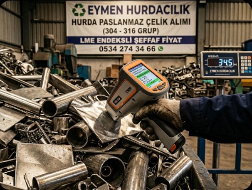 Asım Kibar OSB hurdacı metal analiz cihazı ile kalite ölçümü ve şeffaf tartım.