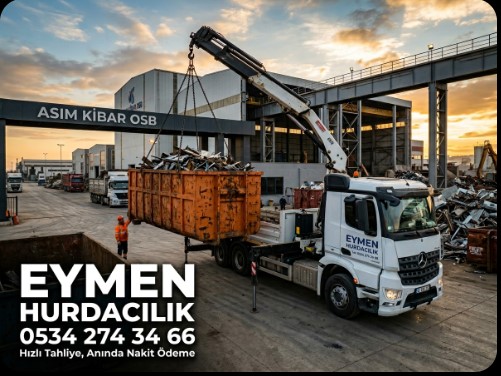 Asım Kibar OSB hurdacı Eymen Hurdacılık konteynerli hurda toplama aracı.